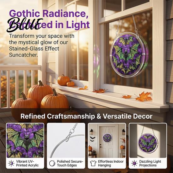 Cute Spooky Puzzle Halloween Acrylic Suncatcher Window Hanging,7.87 Inch Sun Catcher Themed Gift Idea Decoration Ornament Ideal for Gifting and Home