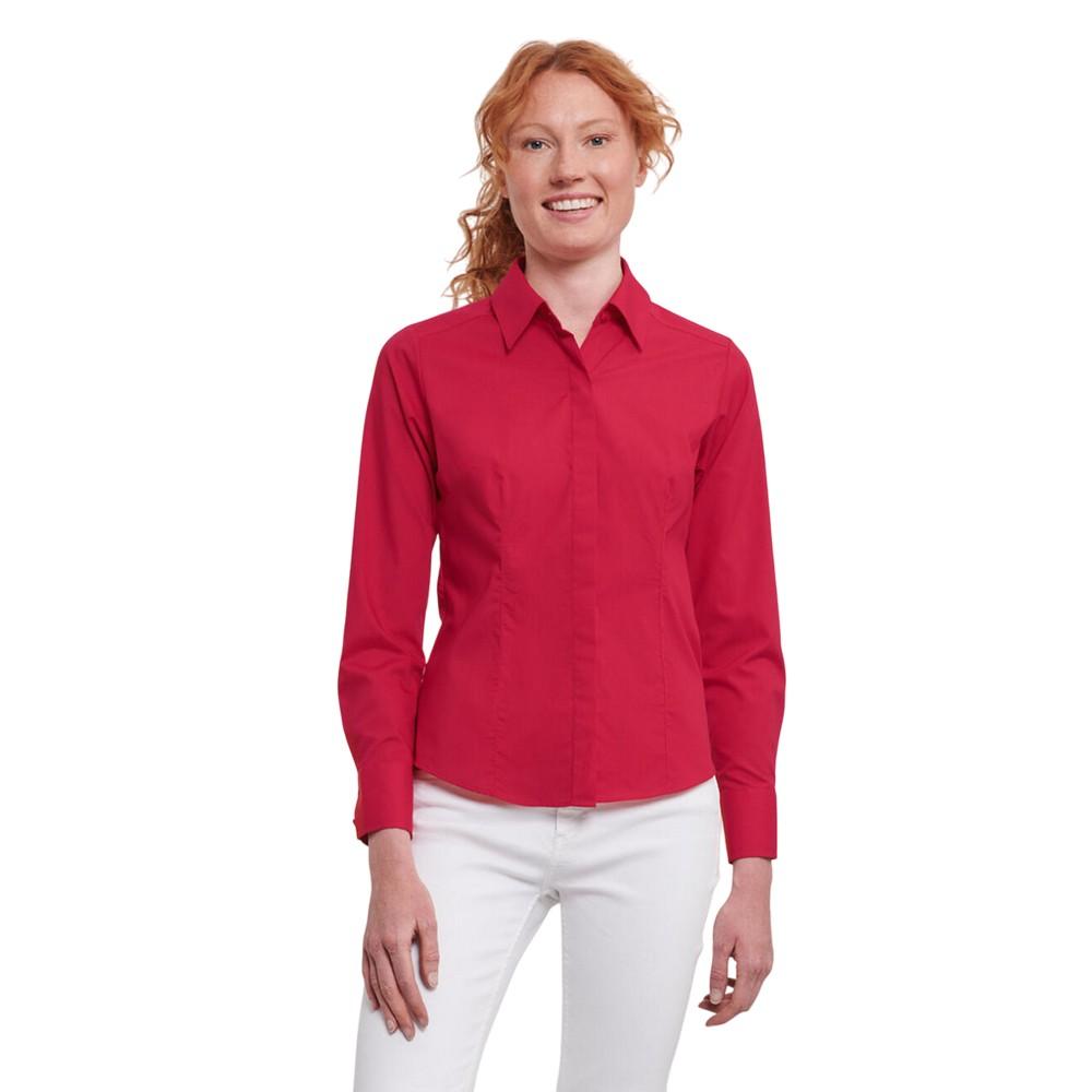 Russell Collection Womens/Ladies Poplin Fitted Long-Sleeved Shirt