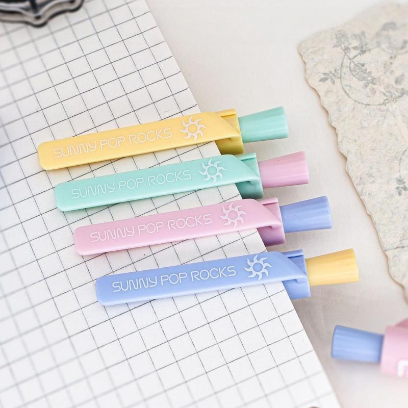 4pcs Macaron Color Design Gel Ink Pens Set Sunny Pop Rocks Series 0.5mm Ballpoint Black Ink for Writing School Office