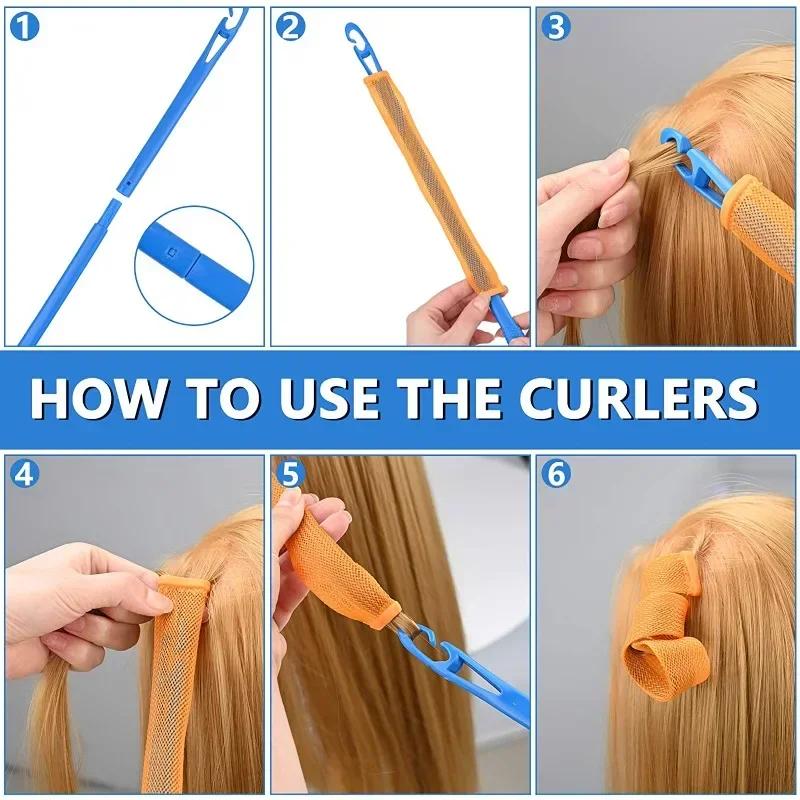 12/18PCS Hair Curler Hair Rollers Heatless Curler Curling Tongs Headband Curls Sleeping Soft Waves Formers No Heat Curls Modeler