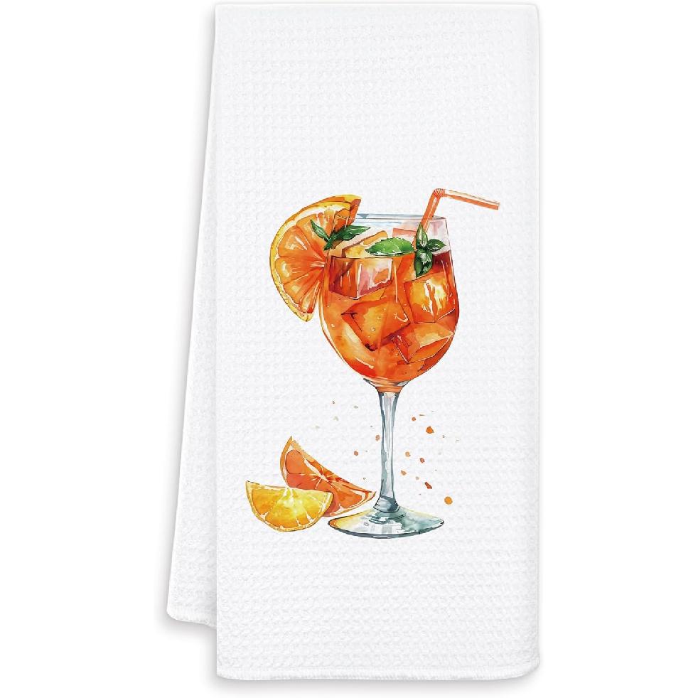 Aperol Spritz Kitchen Towels, Aperol Spritz Gifts, Bar Towels for Bartender, Italian Dish Towel Drying Cloth for Kitchen, Cocktail Lovers Gifts,