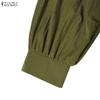 ZANZEA Autumn Womens V Neck Puff Sleeve Maxi Dress Casual Loose Solid Color Tiered Long Dresses