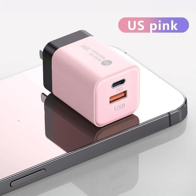 20W US Fast Wall Charger Dual PD USB Ports High Speed Charging for Smartphones Tablets Earbuds Small Digital Devices