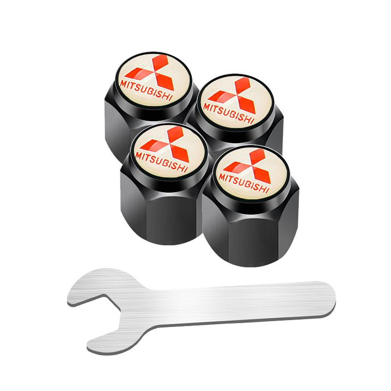 Alloy Car Wheel Tyre Tire Valve Stem Caps with Wrench For Mitsubishi Ralliart ASX Lancer Pajero Outlander Galant Mirage Colt