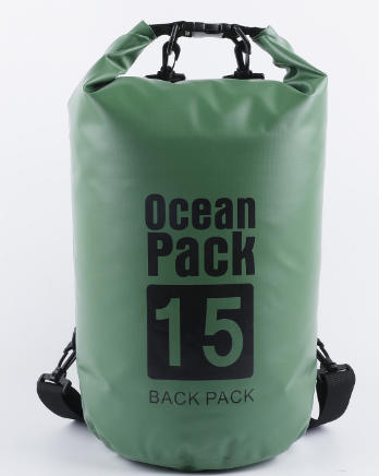 Custom Logo 15L 500D PVC Tarpaulin Foldable Roll-Top Dry Bag Waterproof Travel Accessory for Outdoor Activities-Kayaking Camping зелёный