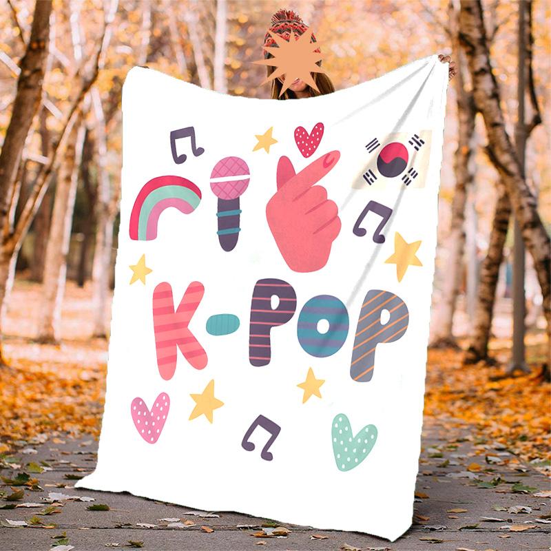 Kpop Flannel Blanket Soft Warm All-Season Throw, Design for Camping, Car Travel, Hiking Sofa, Bed, Office Perfect Gift for Parties