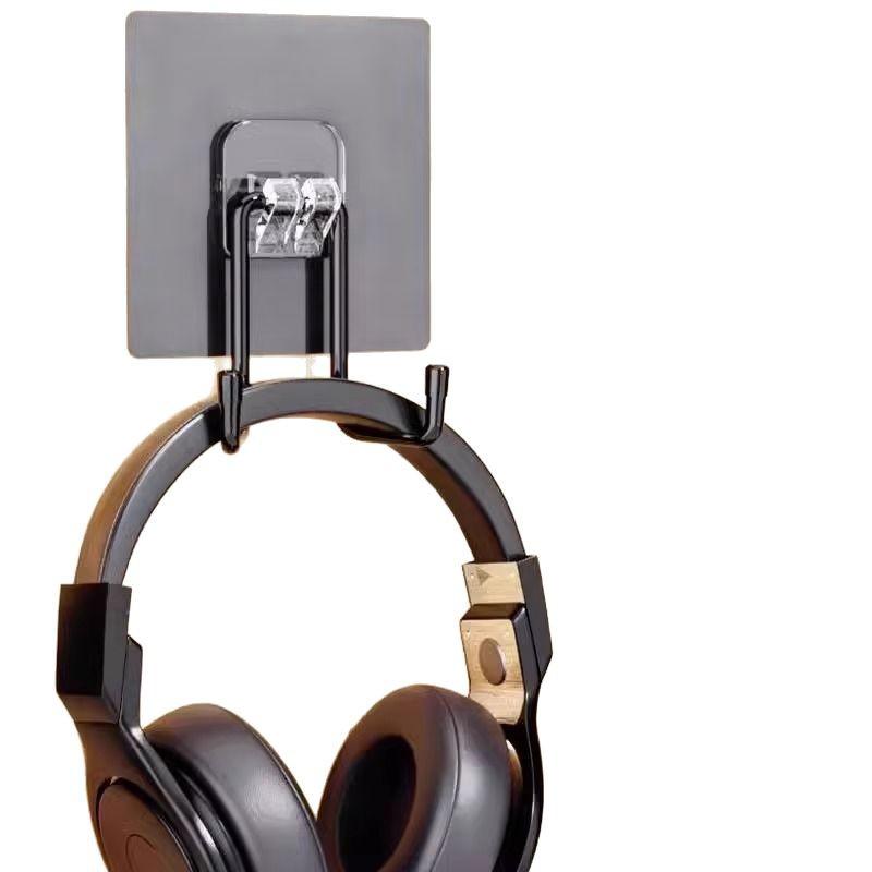 Adhesive Wall-Mounted Headphone Stand: Punch-Free Hook for Over-Ear Headsets In Dorms