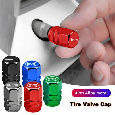 4 Stück Metall Auto Rad Reifen Ventilkappen Luftventilabdeckungen Für BYD Qin Tang U8 F3 E6 Atto3 Yuan Plus Song Max F0 G3 I3 Ea1 Dmi 2din S7