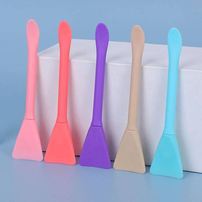 Double Head Dual-Use Facial Mask Brush Silicone Facial Mask Stick With Scoop Facial Beauty Tool