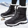Women's High-Top Waterproof Lace-Up Snow Boots - Winter-Ready, Anti-Slip, Plus Velvet, Cotton, Thickened