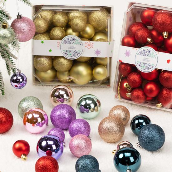 42Pcs 3/4/5cm Christmas Balls Set Glitter Surface Various Pattern Christmas Balls Shatterproof Home Reusable Ornaments