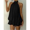 Dress Summer Solid Holiday Slim Sexy Backless Halterneck Dress For Women Fashion Elegant Casual Balck Mini Dresses Robe Femme