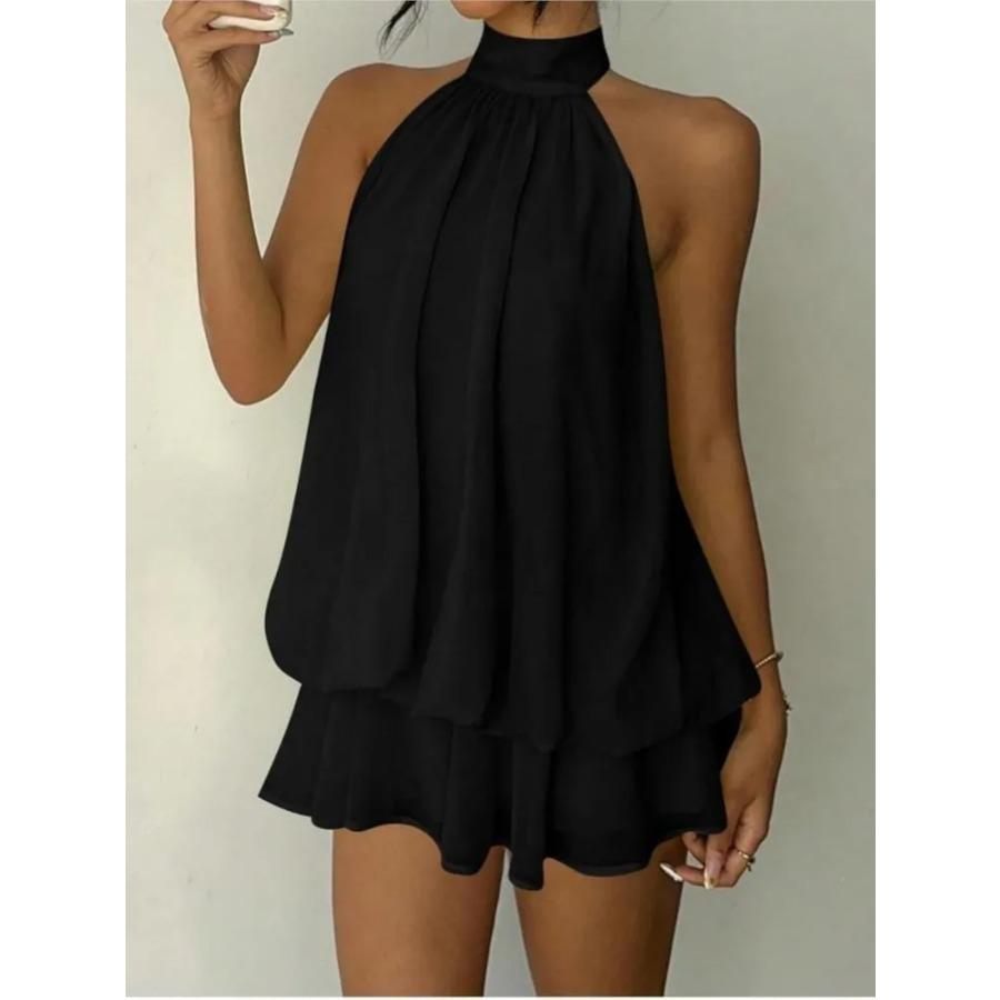 Dress Summer Solid Holiday Slim Sexy Backless Halterneck Dress For Women Fashion Elegant Casual Balck Mini Dresses Robe Femme