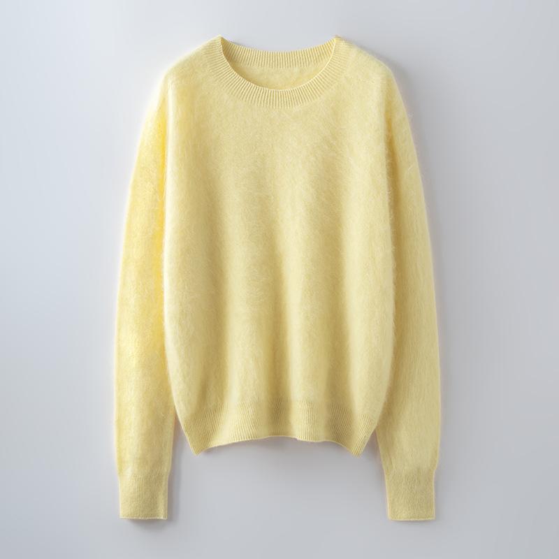 Autumn And Winter New Brushed Women'S Loose Round Neck Long Sleeve Solid Color Pullover Wool Bottoming Knitted Sweater