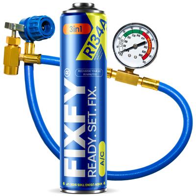 Fixfy 5-in-1 Airconditioning Navulkit, Grote Bus + Slang Met Manometer R134A