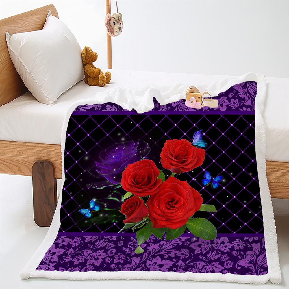Blanket Rose Plant Blanket Lamb Fleece Crystal Fleece Blanket Blanket Universal