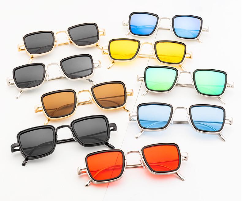 Unisex Vintage Square Frame Sunglasses: Trendy Metal Thick-Rimmed Outdoor Fashion