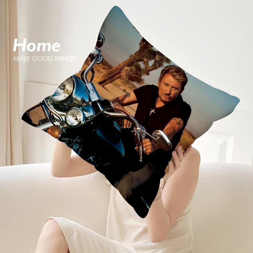 J-Johnny H-Hallyday Pillow Case Sofa Decorative Home Double-Sided Print Plush Square Throw Pillow Covers Cushion Decor Cover