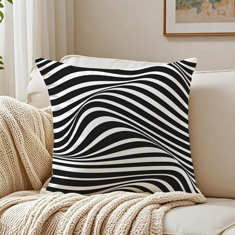 Minimalist Black and White Geometric Lines Cushion Cover Pillowcase Antidustmite Living Room Sofa Decor Cushion Room