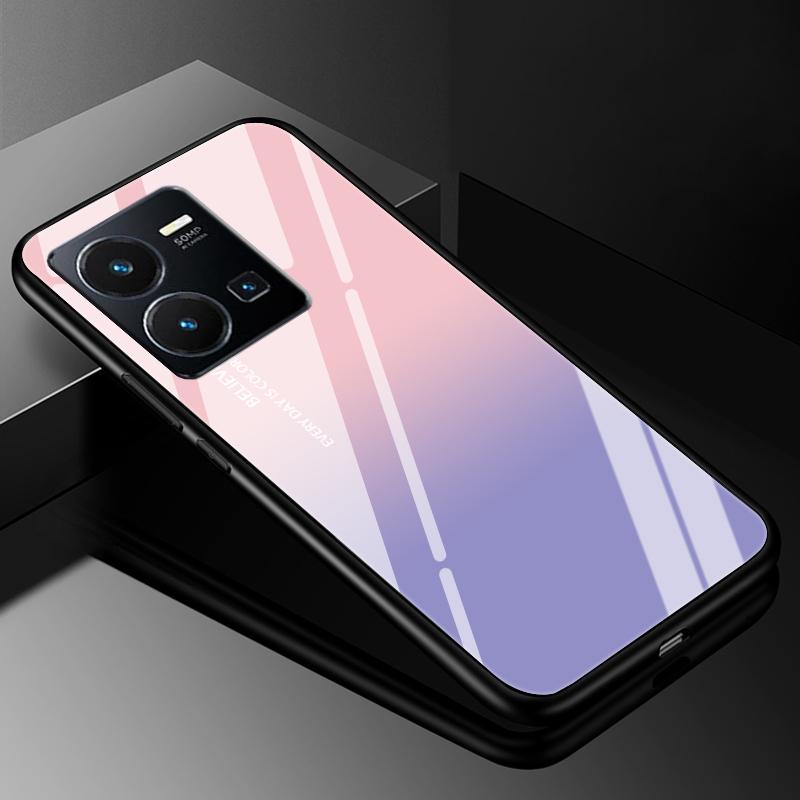 For VIVO Y35 2022 Case Cover Tempered Glass Cases for Vivo V21 5G 4G V21E Y11S Y12S Y20S V20 SE Y03 V2022 V2023 Hard Back Bumper