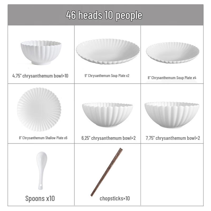 Huazao Baijia WA Ceramic Dinnerware Set - Retro Chrysanthemum