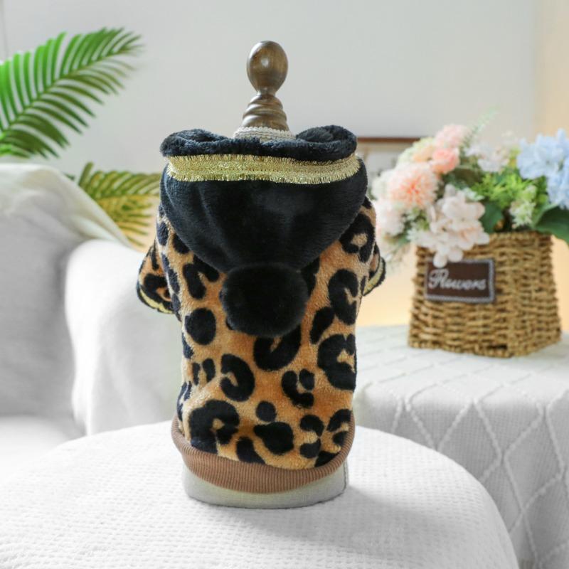 

Pet Circle, Pet Clothing Dog Cat Clothing Clothing Leopard Print Black Gold Flannel Sweater Xs-bust 30, length 20cm, about 1.0-1.5kg
