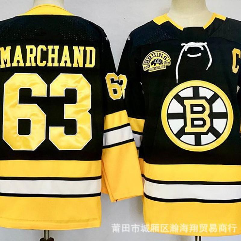 Boston Bruins NHL Hockey su Ghiaccio Maglia Uomo Ricamata 88 Divisa Squadra Abbigliamento per Tifosi Sportivi