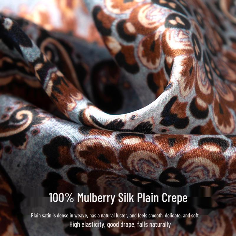 Mulberry Silk Women's Autumn Print Square Scarf: High-End Luxury Fashion Neck Scarf & Shawl