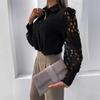 Spring and summer new hot-selling women's solid-color lace splicing shirt shirt women's