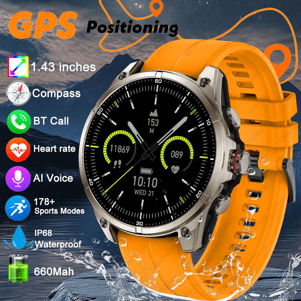 

For T-Rex 3 GPS Smart Watch Touch Screen 5 ATM Outdoor Compass Smart Fitness Sport Monitor Men Watch For Xiaomi Bracelet
