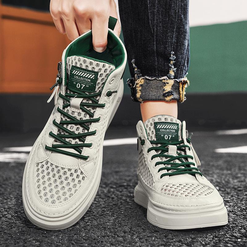 

Высокие кроссовки для скейтбординга, полые, дышащие, универсальные, повседневные, сетчатые, студенческие, модные, кроссовки для скейтбординга средней высоты с мягкой подошвой из сетки 39 бежевый