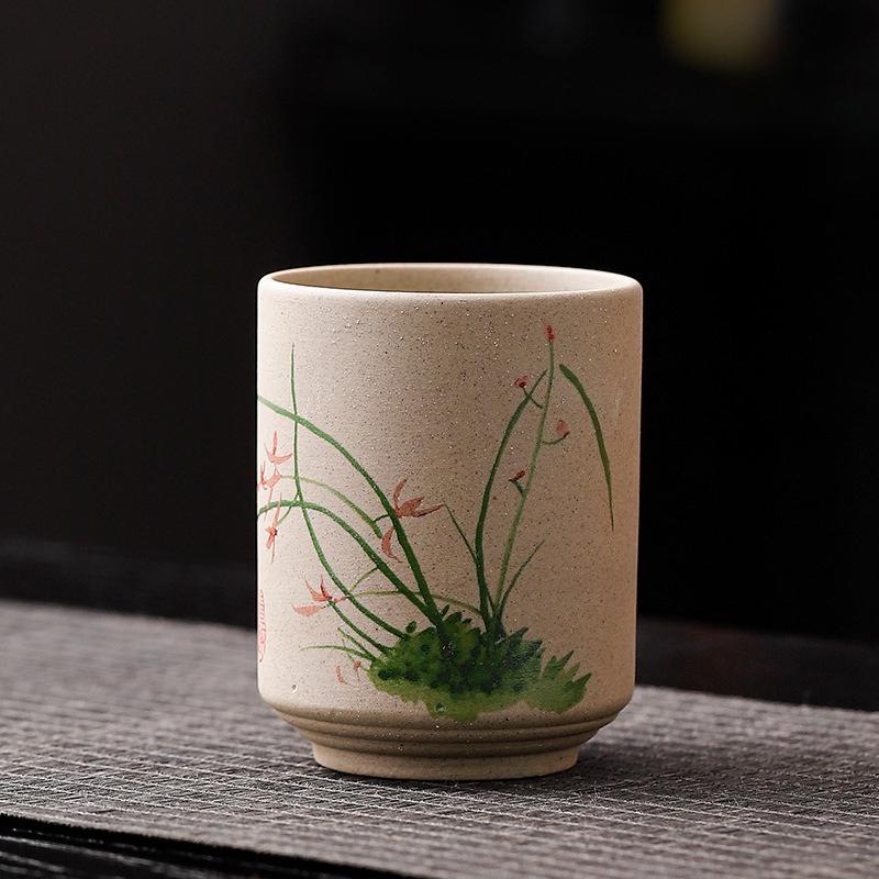 Coarse pottery teacup water cup ceramic cup 180ml pottery cup straight barrel cup Japanese retro cup 200ml