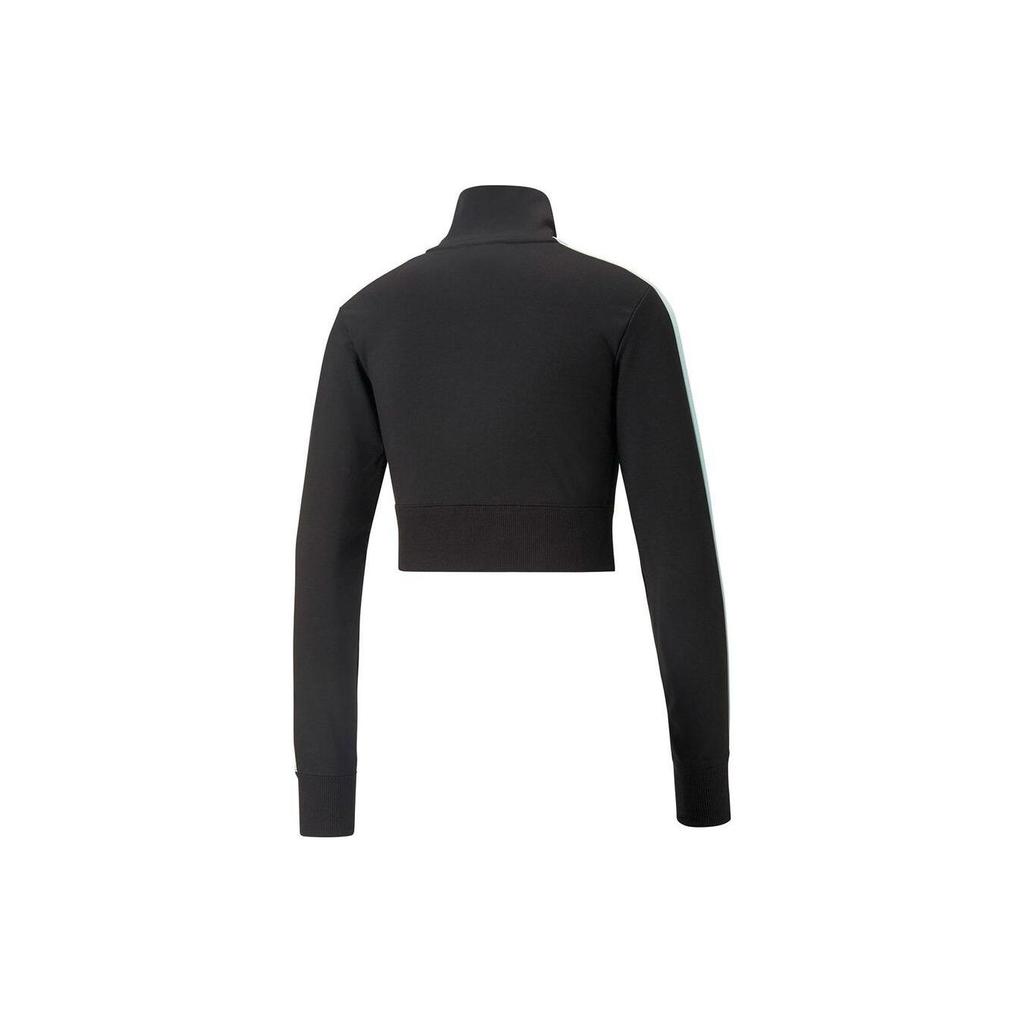 Puma Logo Embroidered Cropped Jacket Women Jackets Black 536628-01