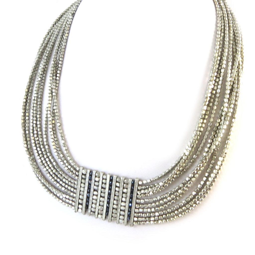 Les Trésors De Lily [N8257] - Silver Black 'Cléopatra' Designer Necklace