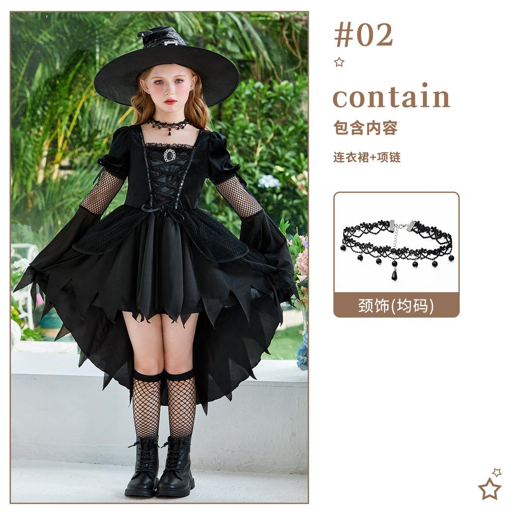 20.26 million Halloween Children's Witch Costume Stage Performance Costume Girls Vampire Magic Witch Mesh Dress