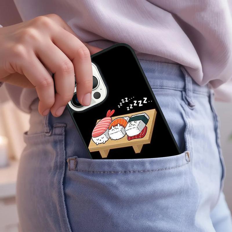 Kawaii Sushi Crowd Phone Case For iPhone 17 Air 15 16e 14 13 Pro Max Coque 12 11 Pro Max PLUS cover