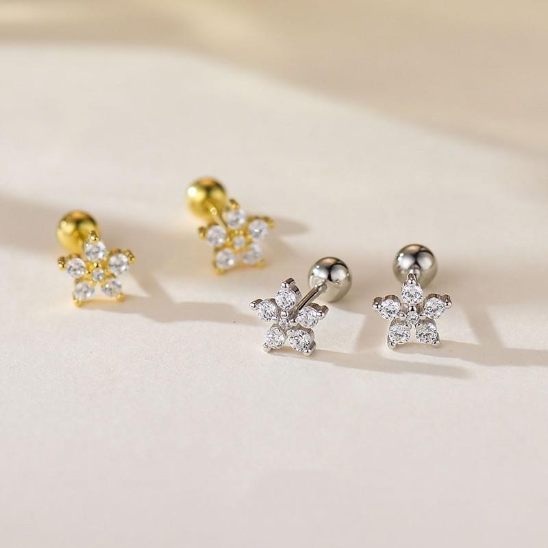 926 Sterling Silver Korean Temperament Zircon Flower Mini Stud Earrings for Women Exquisite Simple Jewelry Accessories