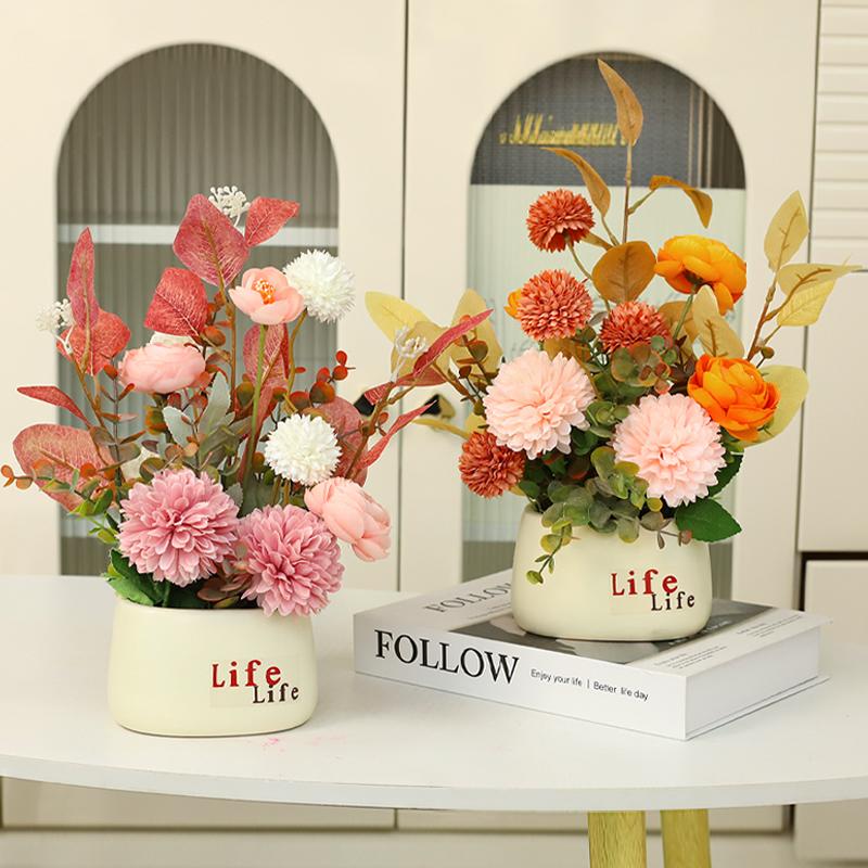 New Artificial Flowers Fake Ornament Artificial Flowers Plants Living Room Table Decor Accessories Party Decoration Flower POTS