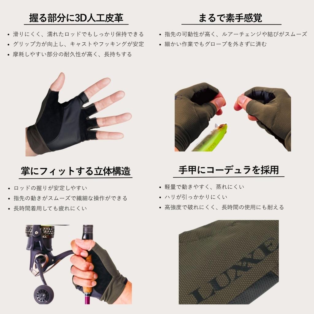 Gamakatsu Luxe TEOTECT Short Finger Gloves Black M LE7002 #1
