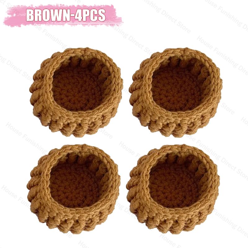 Handmade Crochet Rose Flower Valentine's Day Coaster Heat Resistant Kitchen Table Mat Romantic Home Decor Gift for Wedding Anniv
