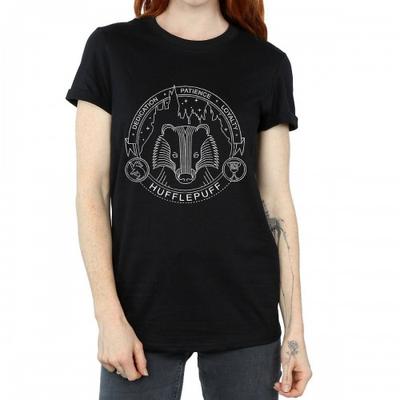 Hufflepuff Bomull Boyfriend T-skjorte for Kvinner/Damer