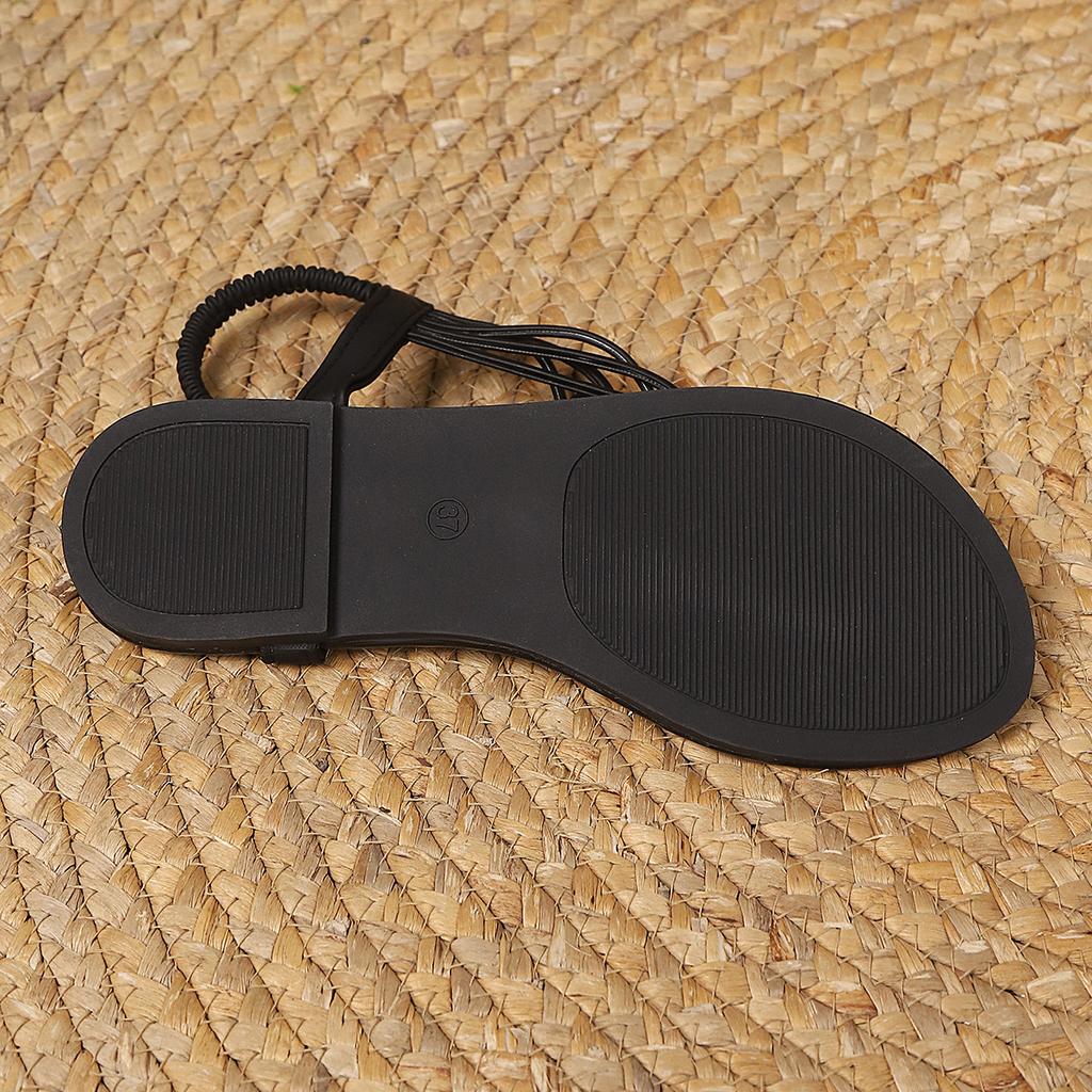 Ladies' Bohemian Style Adjustable Ankle Strap Flat Sandals, White Summer Beach Party Casual Outdoor and Vacation Shoes