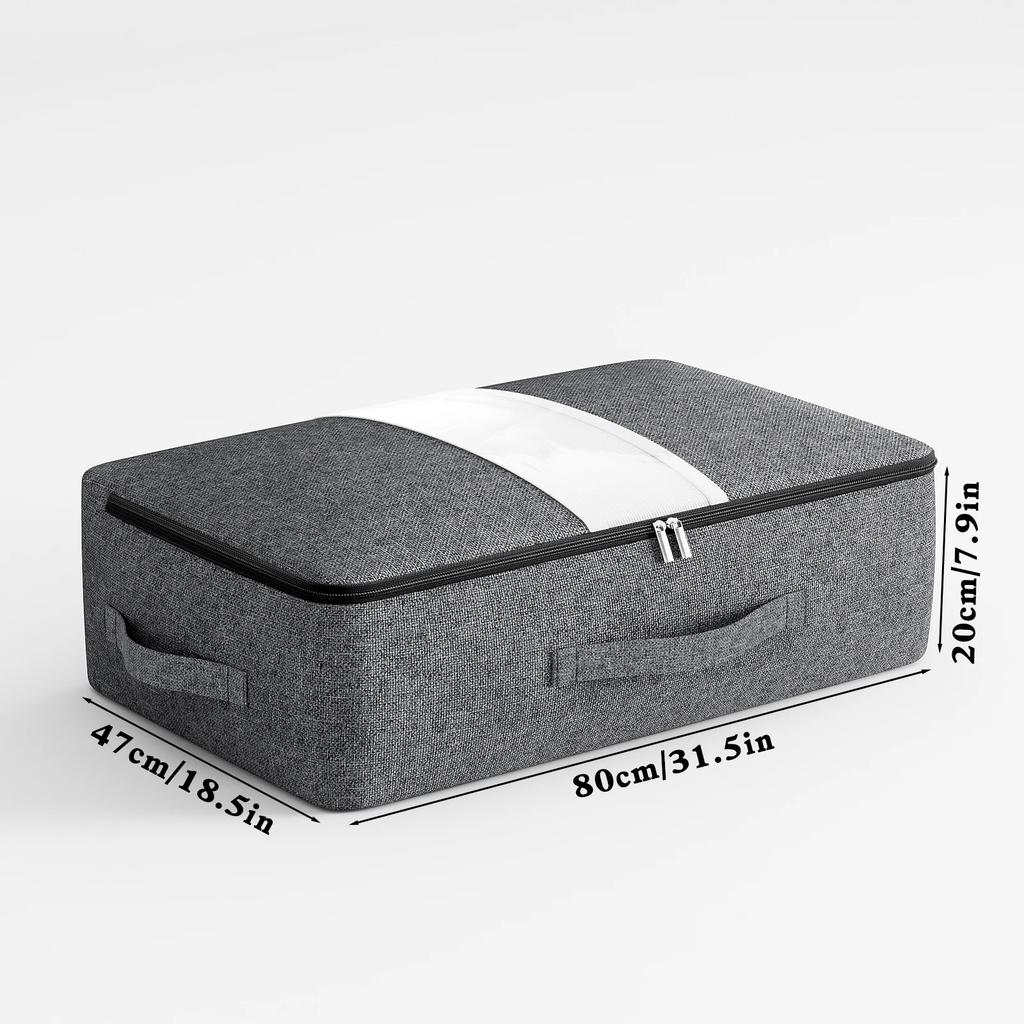 1PC large bed bottom storage bag Clothing organizer zipper folding organizer Bedroom shelf wardrobe gray