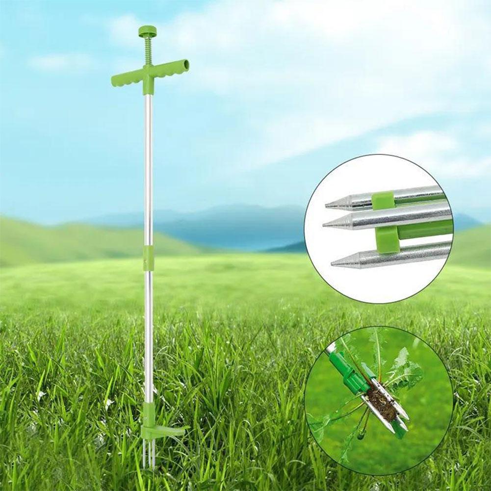 Stand Up Weeder Root Removal Tool with 3 Claws & Foot Pedal Garden Manual Weeder Handheld Weed Puller for Outdoor Yard Grass
