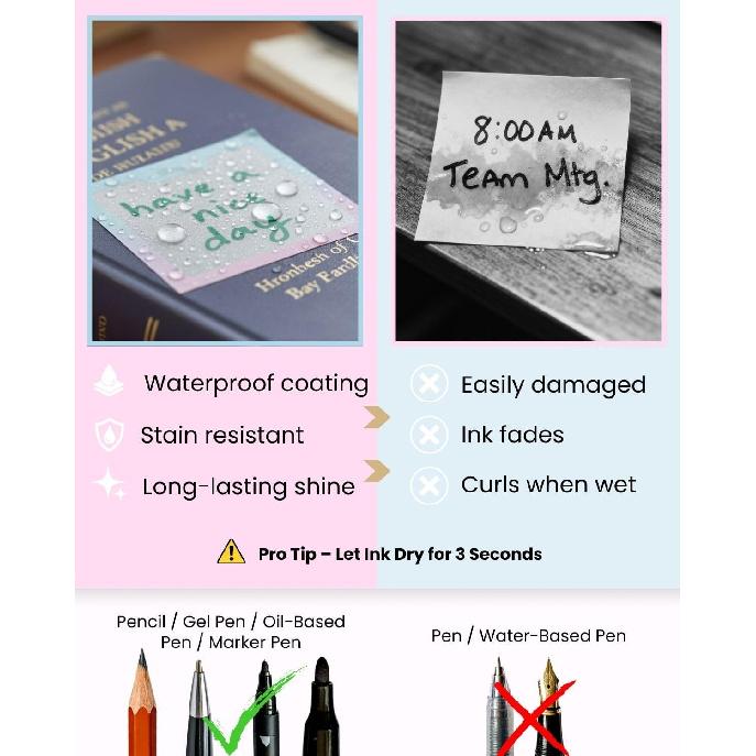 200pcs Glitter Sticky Notes, Transparent Sticky Notes with Pink Blue Iridescent Edge, Cute Self-Adhesive Memo Pads for Office, School & Home