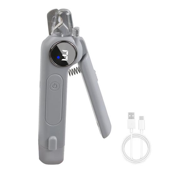 

2 в 1 Машинка для стрижки нігтів та шліфувальна машинка для собак USB Перезаряджувана електрична машинка для стрижки кігтів для домашніх тварин зі світлодіодним підсвічуванням Тихий інструмент для грумінгу для великих, середніх, малих собак, котів сірий