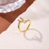 Copper Inlaid Zircon Alphabet Ring: Women's Fashionable Adjustable Open Ring