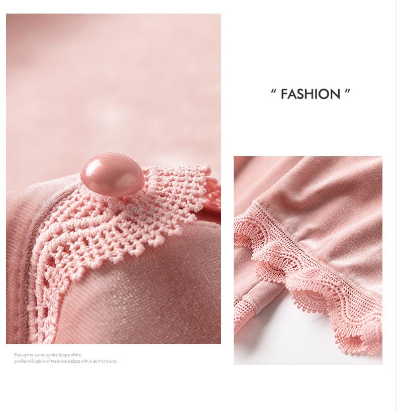 Damen Pyjama aus goldenem Samt mit Spitze - Dick, süß, hochwertig, zweiteilig, langärmlig für Herbst & Winter, geeignet für Outdoor-Bekleidung