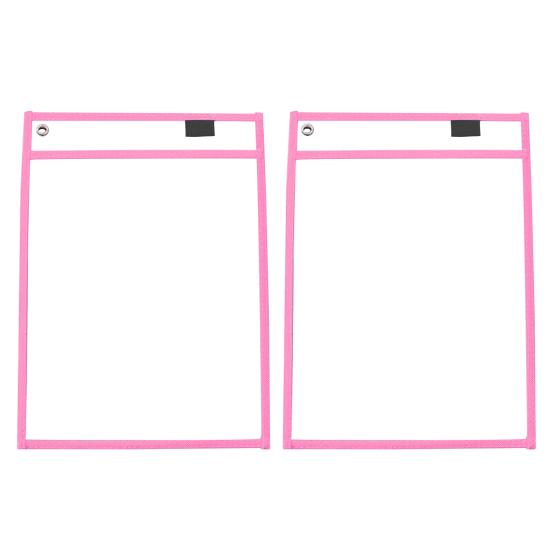 

2шт стираемые висячие сумки для файлов из ПВХ, прозрачные карманы для хранения документов розовый