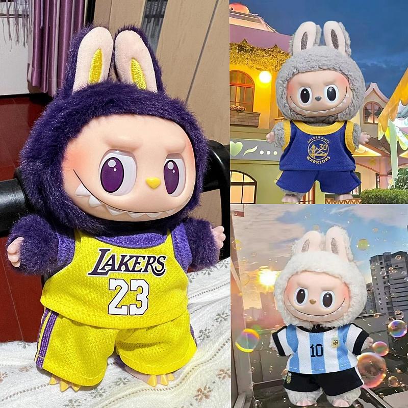 

Sale Only Selling Clothes 17cm First Second Generation Labubu Basketball Clothes Cute Doll Decoration Handmade Doll Clothes Gift білий